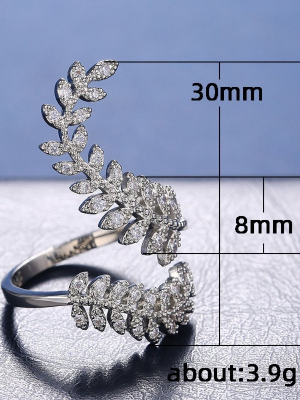 silver leaf ring adjustable cute